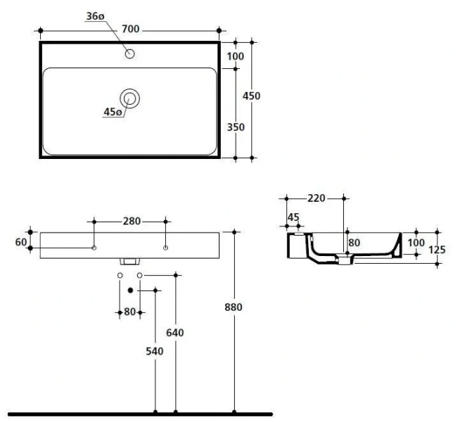 Раковина Kerasan Cento 70 см белая 353201*1 (детальная фотография), современные, hi-tech