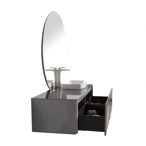 Тумба с раковиной подвесная Black&White Universe 140 см правосторонняя 9151401 (детальная фотография), подвесная, пристенная