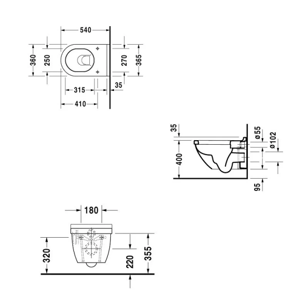 Унитаз подвесной, в комплекте с сиденьем, Duravit Starck 3 42250900A1 (детальная фотография), подвесные, встраиваемые