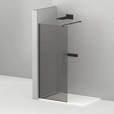 Душевая перегородка Cezares Liberta 90 см профиль черный стекло графит