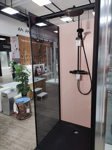 Душевая перегородка Jacob Delafon Contra 90 см профиль черный стекло прозрачное E22W90-BLV (детальная фотография), современные, hi-tech index_1