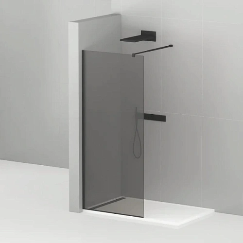 Душевая перегородка Cezares Liberta 90 см профиль черный стекло графит - фото 6