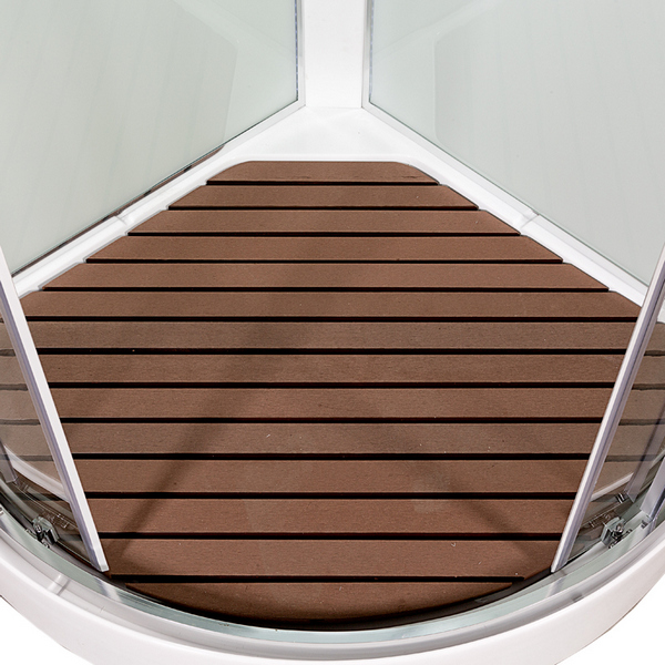 Душевая кабина Deto A 100х100 см с led подсветкой и гидромассажем A01LED+GM (детальная фотография), хромированный профиль