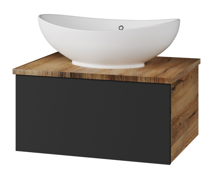 Тумба под раковину подвесная Misty Ива 60 см графит/каштан П-Ива-01060-481Я (детальная фотография), современная, hi-tech