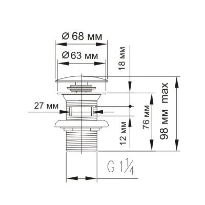 Донный клапан Wasserkraft push-up хром A024 (детальная фотография) index_1
