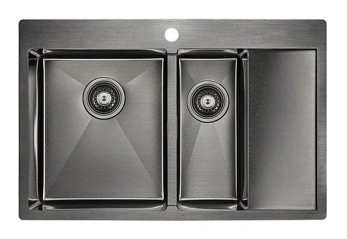 Мойка для кухни Paulmark Liga 78 см вороненая сталь, левосторонняя - фото 3