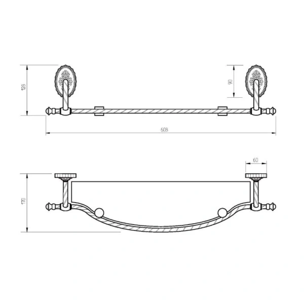 Полочка для ванной Migliore Edera бронза 16898 (детальная фотография), классические, ретро, декорированные