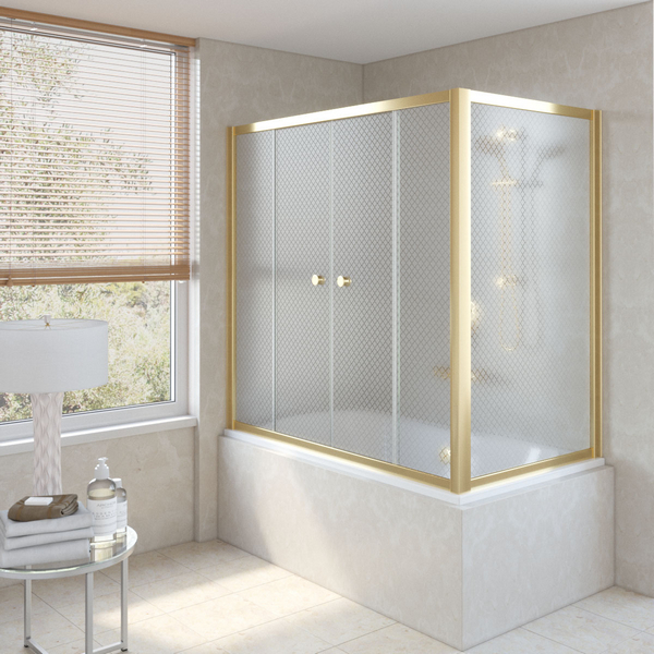 Душевая шторка на ванную профиль золотой стекло ретро Vegas-glass Z2V+ZVF 160*75 09 R04 (детальная фотография)