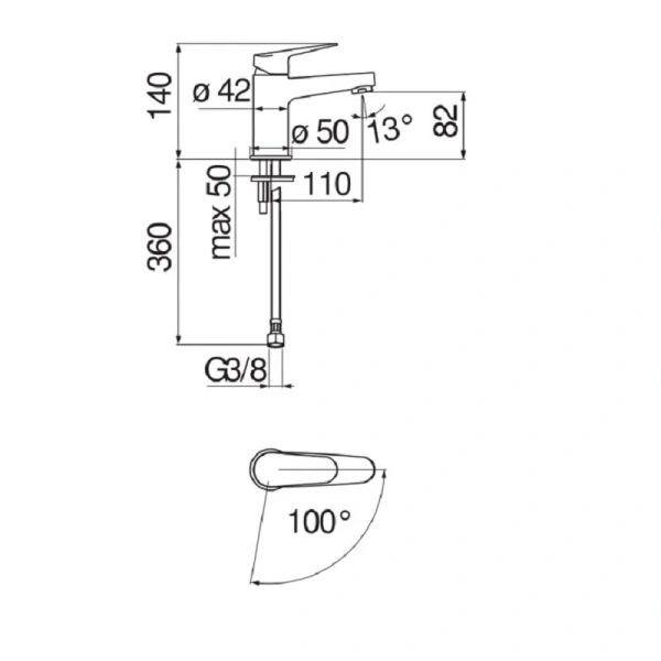 Смеситель для раковины Nobili Blues без донного клапана BSE101118/3CR (детальная фотография), для раковины