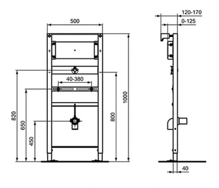 Инсталляция для писсуара Ideal Standard ProSys регулируеамя R016367 (детальная фотография), для писсуара