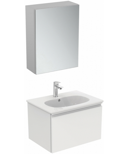 Тумба с раковиной подвесная Ideal Standard Tesi T0046 60 см с 1-м ящиком (детальная фотография), современная, hi-tech