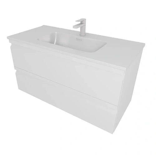 Тумба с раковиной подвесная Акватек Вега 100 см белый матовый - фото 5