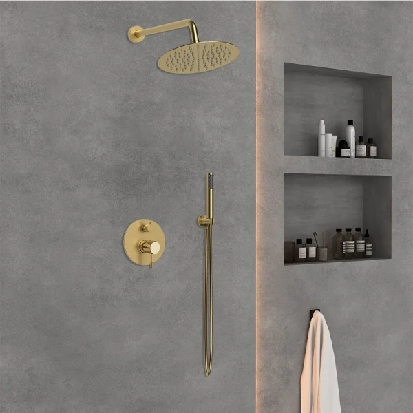 Душевой комплект Vincea Desire брашированное золото VSFW-1D1BG (детальная фотография), золотые