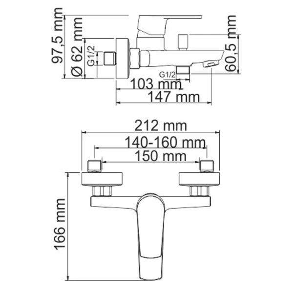 Смеситель для ванны WasserKRAFT Neime хром 6101 (детальная фотография), для ванны