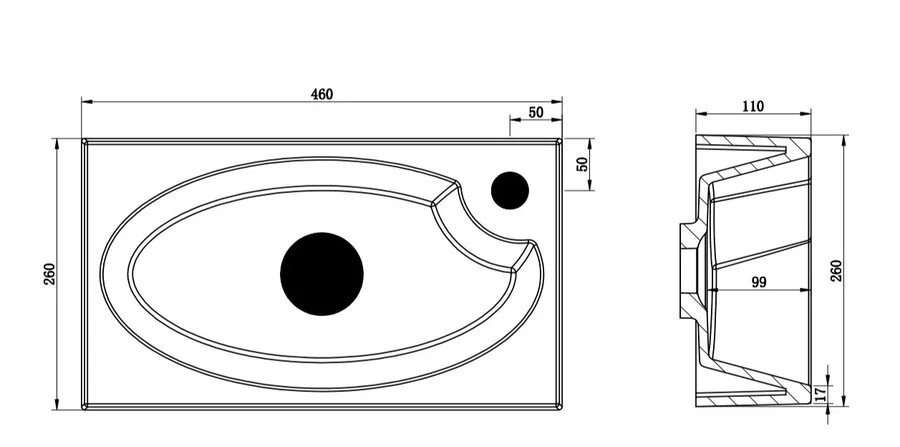 Рковина мебельная BelBagno 46 см из искуственного мрамора BB-460-PM-LVB (детальная фотография), нет в наличии