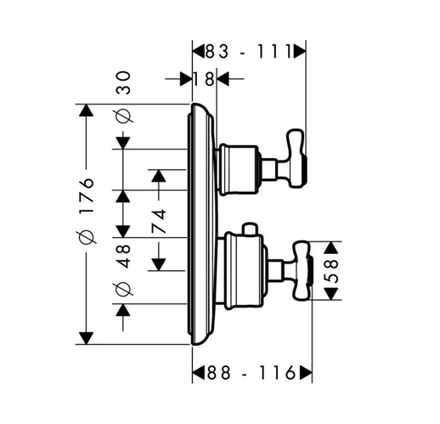Смеситель для душа термостатический шлифованный никель Axor Montreux 16800820 (детальная фотография), для душа