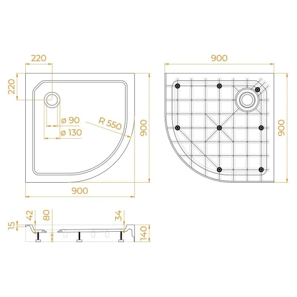 Душевой поддон RGW SMC/R-C W 90x90 см белый 12350499-01 (детальная фотография), недорогие