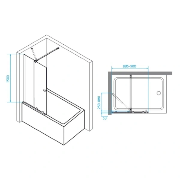 Шторка для ванны RGW Screens SC-46 90x150 см, профиль хром 06114609-11 (детальная фотография)