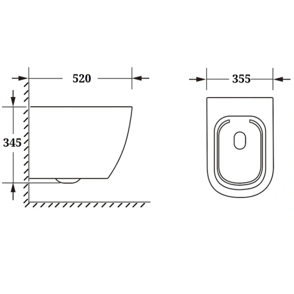 Унитаз подвесной Ceruttispa Clio безободковый CT10582 (детальная фотография), с горизонтальным, прямым выпуском, с прямым выпуском