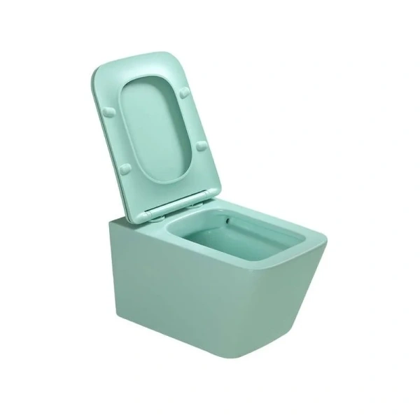 Унитаз подвесной SantiLine светло-зеленый SL-5007LG (детальная фотография), современные, hi-tech, прямоугольные