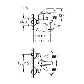 Душевой комплект Grohe Eurosmart хром 124446 (детальная фотография), душевые комплекты, наборы