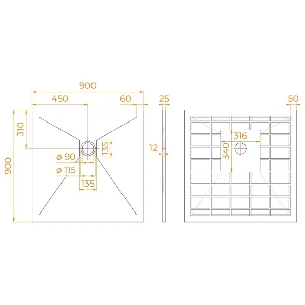 Душевой поддон RGW Stone Tray-G 90x90 см графит 14152099-02-11 (детальная фотография), недорогие