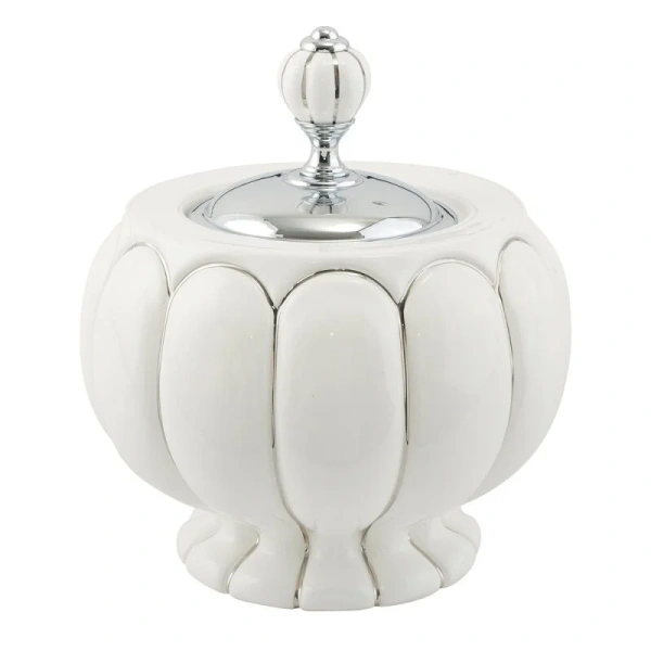 Стакан для ванной Migliore Olivia белая керамика с декором платина 17542 (детальная фотография)