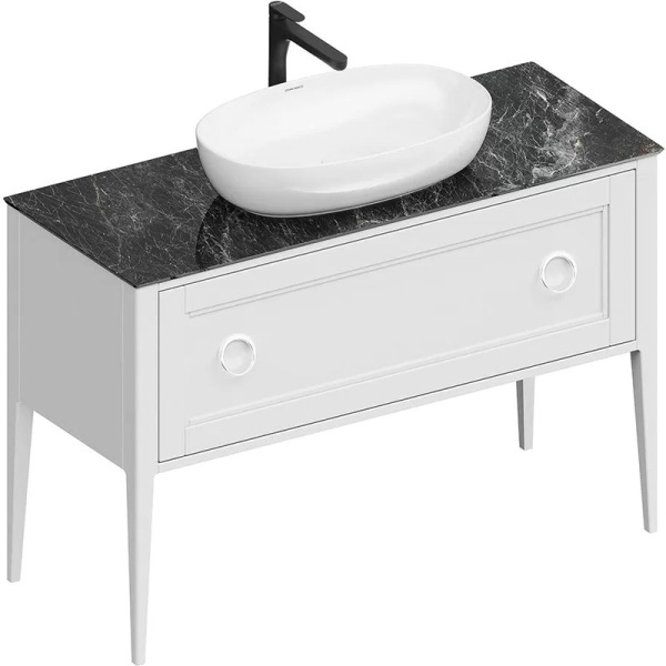 Тумба под раковину напольная Kerama Marazzi Plaza Classic 120 см белая матовая PL.CN.120.1+1\WHT.M (детальная фотография), напольная, пристенная