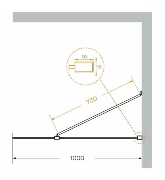 Душевая перегородка Cezares Liberta 100 см стекло прозрачное, профиль черный LIBERTA-L-1-TB-100-C-NERO (детальная фотография), современные, hi-tech