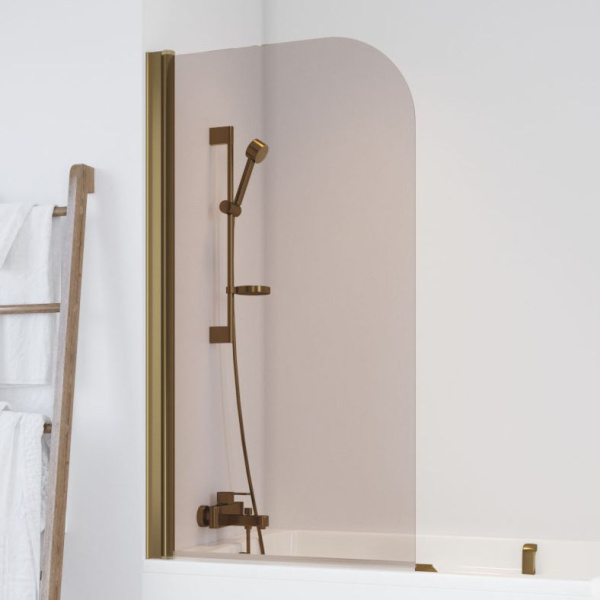 Душевая шторка на ванную стекло бронза Vegas-glass EV 76 05 (детальная фотография), бронзовый профиль, золотой профиль, другие