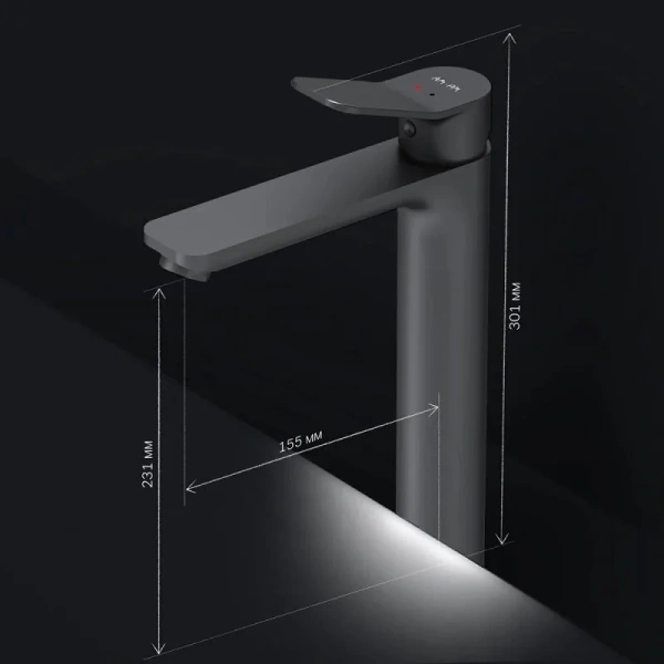 Смеситель для раковины AM.PM X-Joy черный F85A92022 (детальная фотография), современные, hi-tech