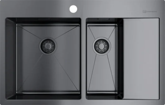 Мойка для кухни Omoikiri Akisame 78-2-GM-L 78 см вороненая сталь чаша слева 4973101 (детальная фотография)