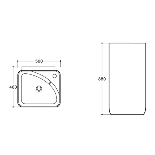 Раковина напольная Vincea 50 см белая VBS-2P202 (детальная фотография), современные, hi-tech