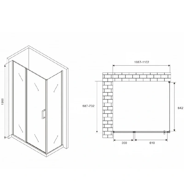 Душевой уголок Abber Sonnenstrand AG04110 110х70 см стекло прозрачное (детальная фотография), прямоугольные