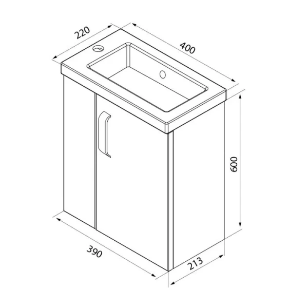 Тумба с раковиной подвесная IDDIS Torr TOR40W 40 см 1 распашная дверка (детальная фотография), по запросу, нет в наличии