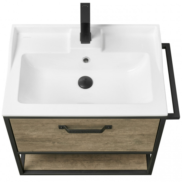 Тумба под раковину подвесная Акватон Лофт Фабрик 65 см дуб кантри 1A242301LTDY0 (детальная фотография), недорогo, комплект (набор)