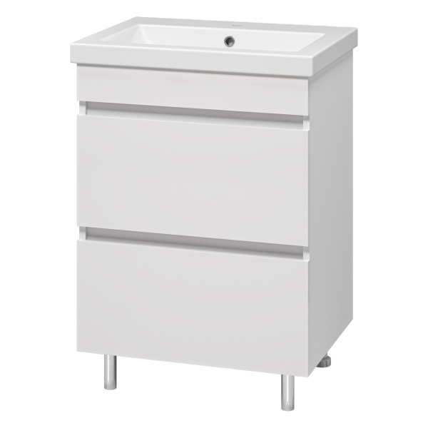 Тумба с раковиной напольная Misty Енисей 60 см с ящиками (детальная фотография), современная, hi-tech