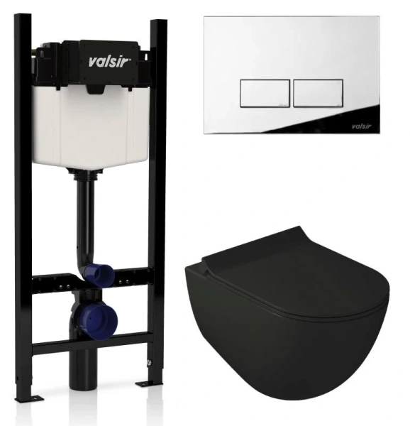 Унитаз с инсталляцией Valsir Dream клавиша смыва хром KIT VSCR 7317NEMT Slim P3 (детальная фотография)