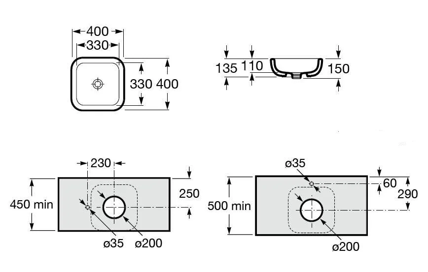 Раковина Акватон Khroma 40 см накладная 7327654000 (детальная фотография), современные, hi-tech