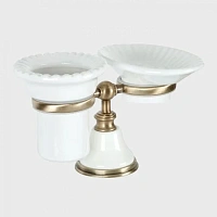 Мыльница со стаканом, цвет белый/бронза, Tiffany World Harmony