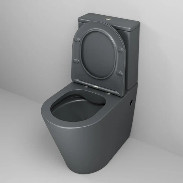 Унитаз компакт Grossman Color серый матовый GR-4480GMS (детальная фотография), с горизонтальным, прямым выпуском, с прямым выпуском