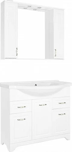 Зеркальный шкаф с подсветкой Style Line Олеандр-2 100 см белый ЛС-00000583 (детальная фотография), по запросу