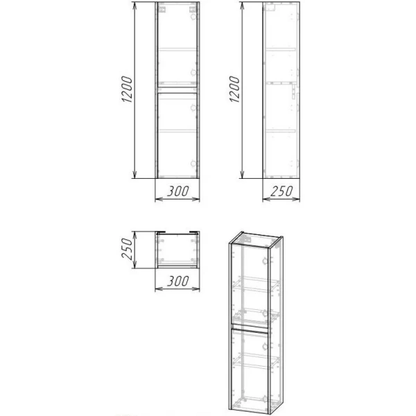 Шкаф-пенал подвесной Grossman Смарт 30 см универсальный 303011 (детальная фотография), в наличии