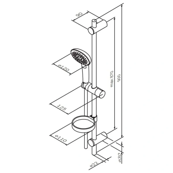 Душевой гарнитур Am.Pm Spirit 2.0 3 режима струи F0170A000 (детальная фотография), душевые гарнитуры