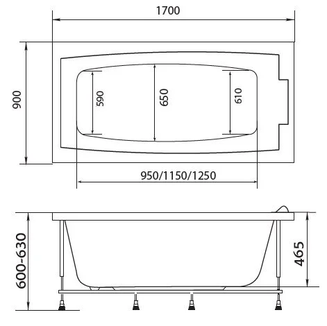 Ванна акриловая Creto Elite 11-17090, 170 x 90, белый (детальная фотография), акриловые