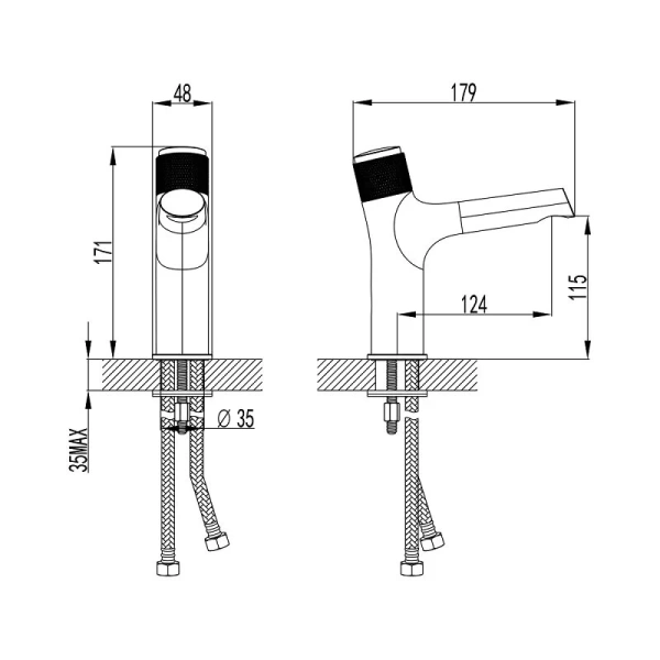 Смеситель для раковины Lemark Project кнопочный, монолитный LM4676C (детальная фотография), для раковины