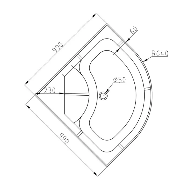 Душевая кабина Deto B 100х100 см без крыши B10BLACK (детальная фотография), с высоким, глубоким поддоном, глубокий поддон