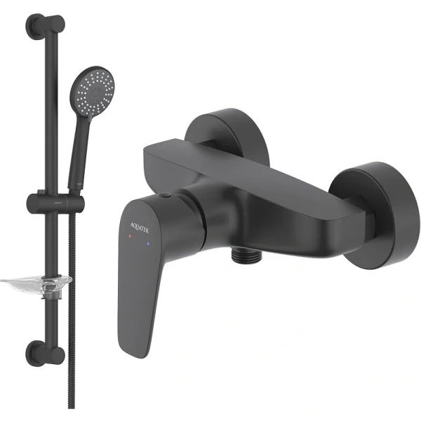 Душевой комплект Акватек Бетта черный матовый AQ1132MB (детальная фотография)