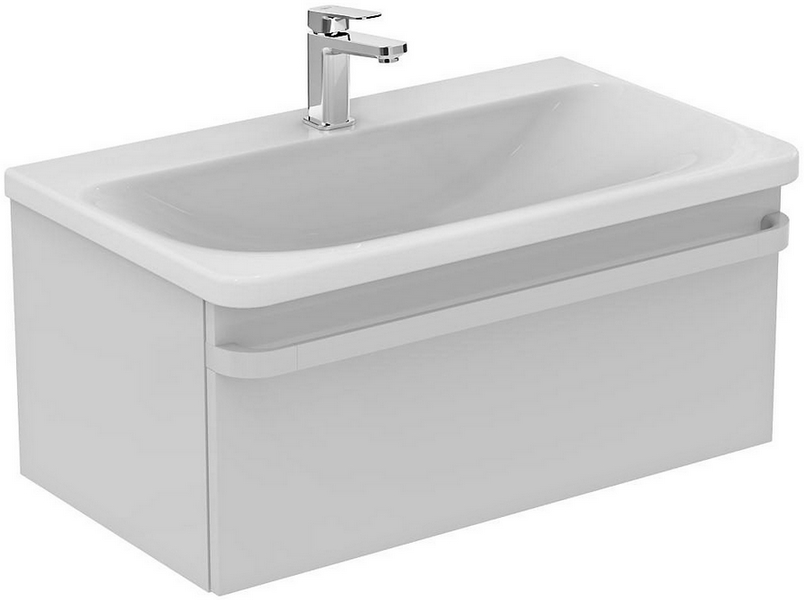 Тумба под раковину подвесная Ideal Standard Tonic II 80 см светло-серый глянцевый R4303FA (детальная фотография), моноблок