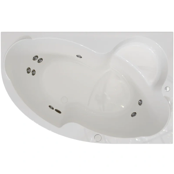 Гидромассажная ванна Радомир Ирма 2-80-2-1-9-216/2-80-2-2-9-216, 149 x 96.5 см, L/R, рама-подставка, фронтальная панель, слив-перелив, гидромассаж Релакс хром КУ 100, белая (детальная фотография), белые